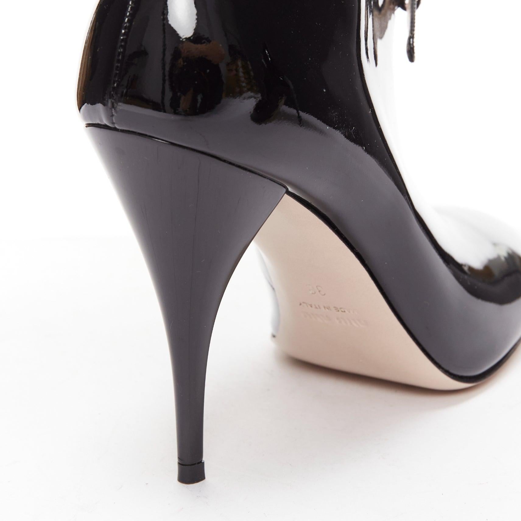 MIU MIU black patent leather low cut vamp ankle booties EU38 For Sale 3