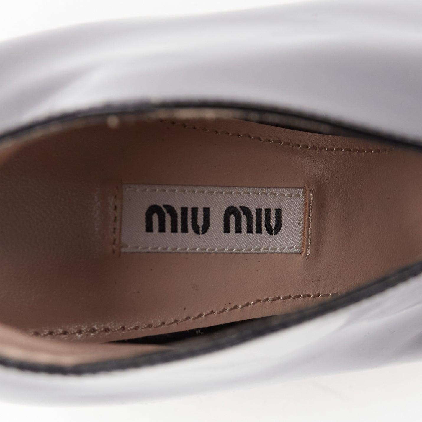 MIU MIU black patent leather low cut vamp ankle booties EU38 For Sale 4