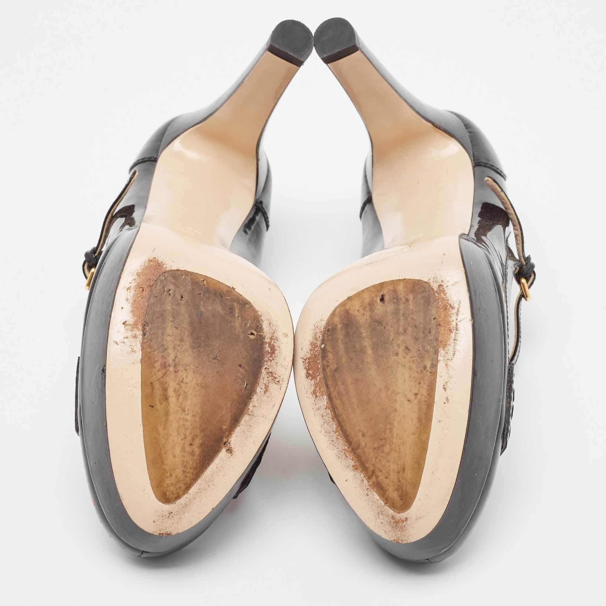 Miu Schwarze Lackleder Plateau Mary Jane Loafer Pumps Größe 40 im Angebot 2