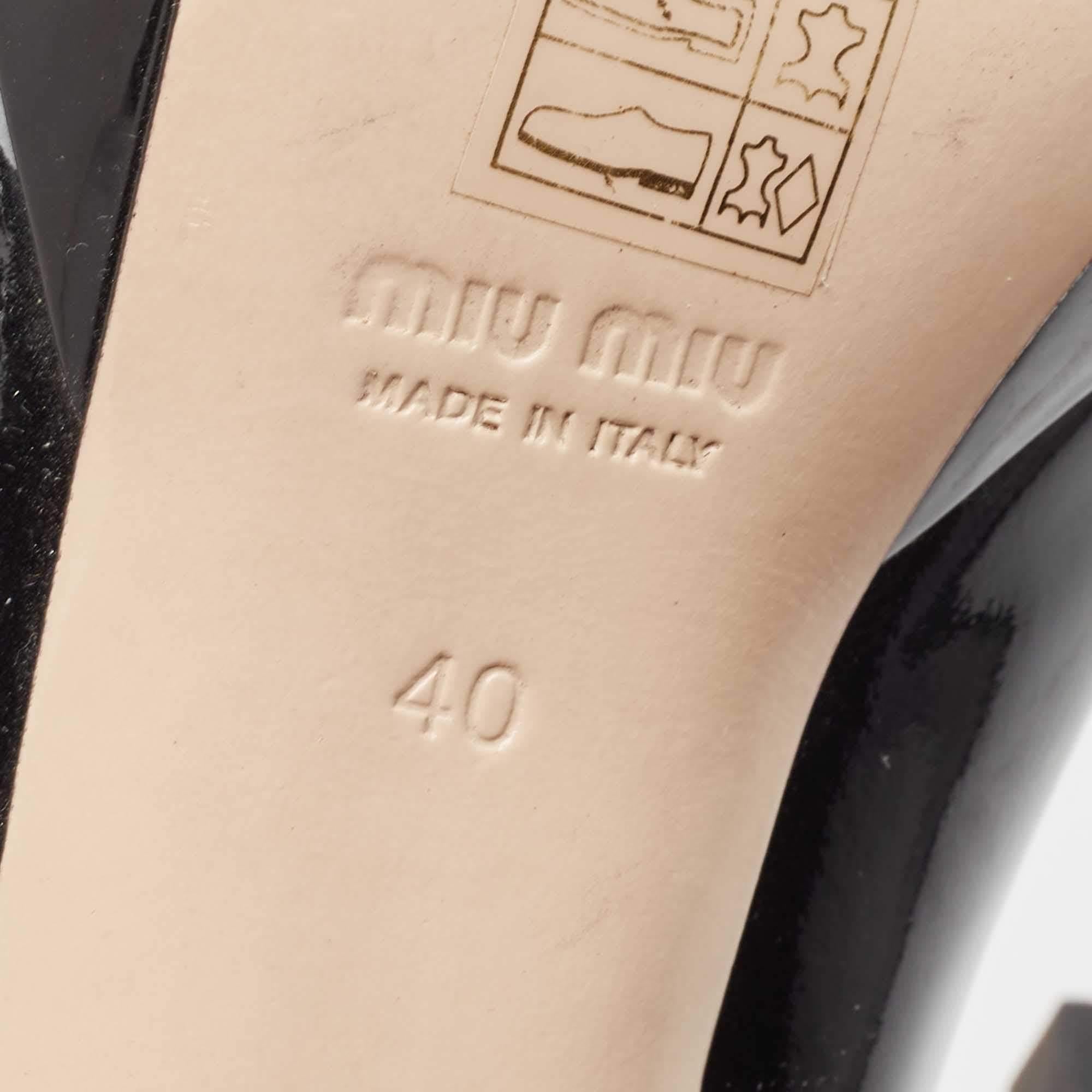 Miu Schwarze Lackleder Plateau Mary Jane Loafer Pumps Größe 40 im Angebot 3