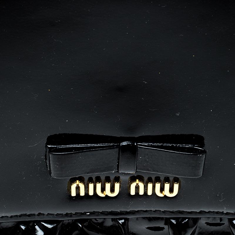 Miu Miu Black Patent Leather Ruffle Zip Around Wallet 5