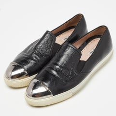 Miu Miu Black Patent Leather Slip On Sneakers Size 41