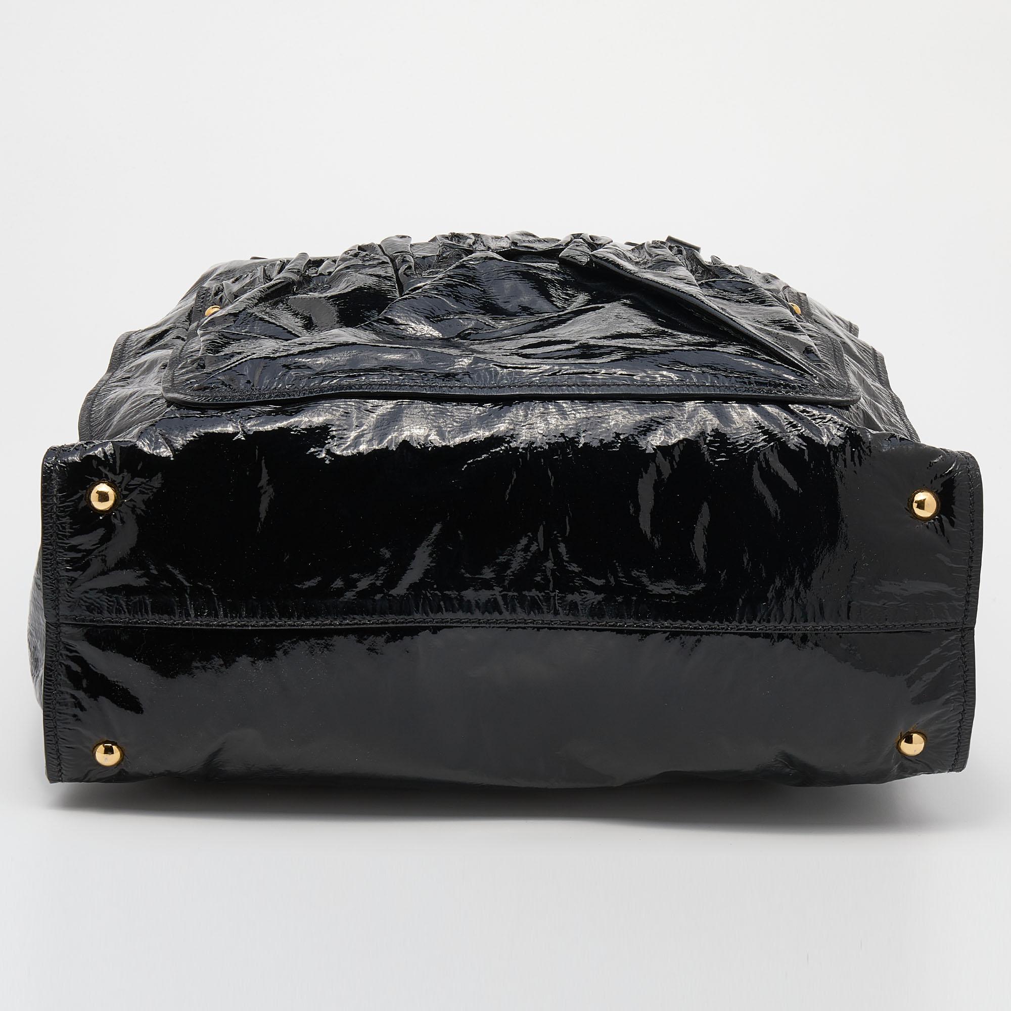 Miu Miu Black Patent Leather Tote 1