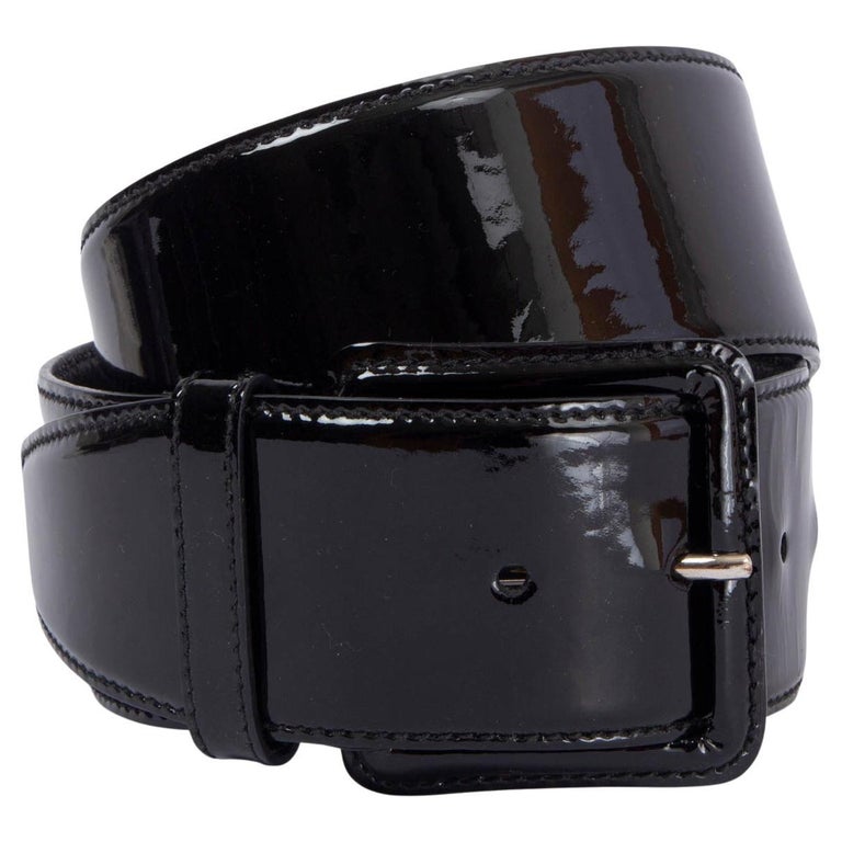 MIU MIU black patent leather WIDE WAIST Belt 70 For Sale