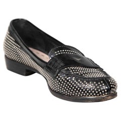 Miu Miu Black Patent Studded Loafers Size IT 38