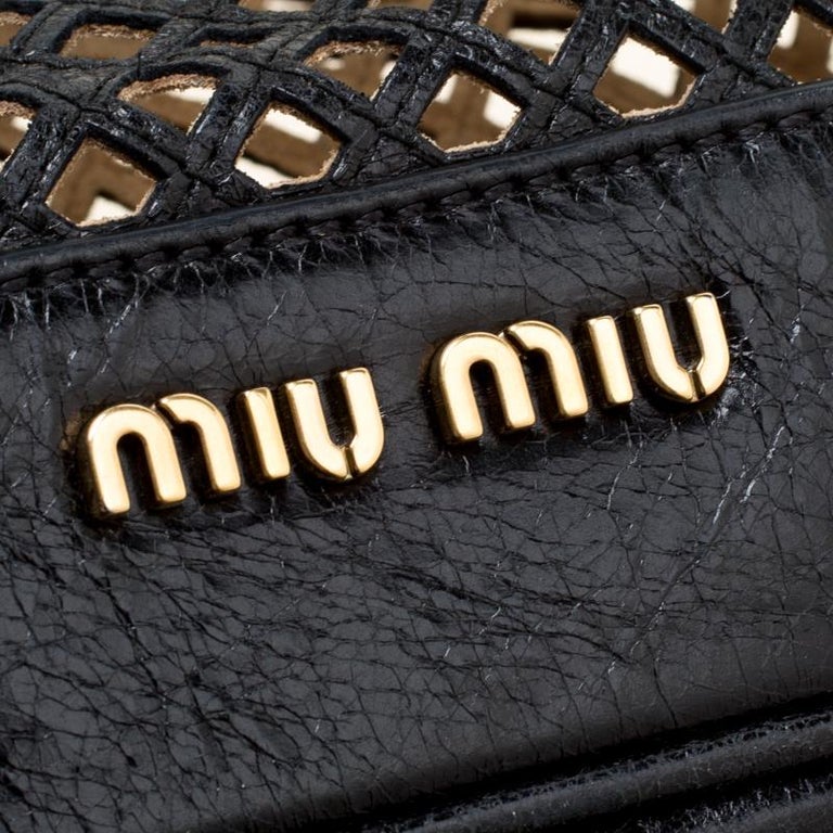 Miu Miu Black Perforated Leather Top Handle Bag For Sale at 1stDibs