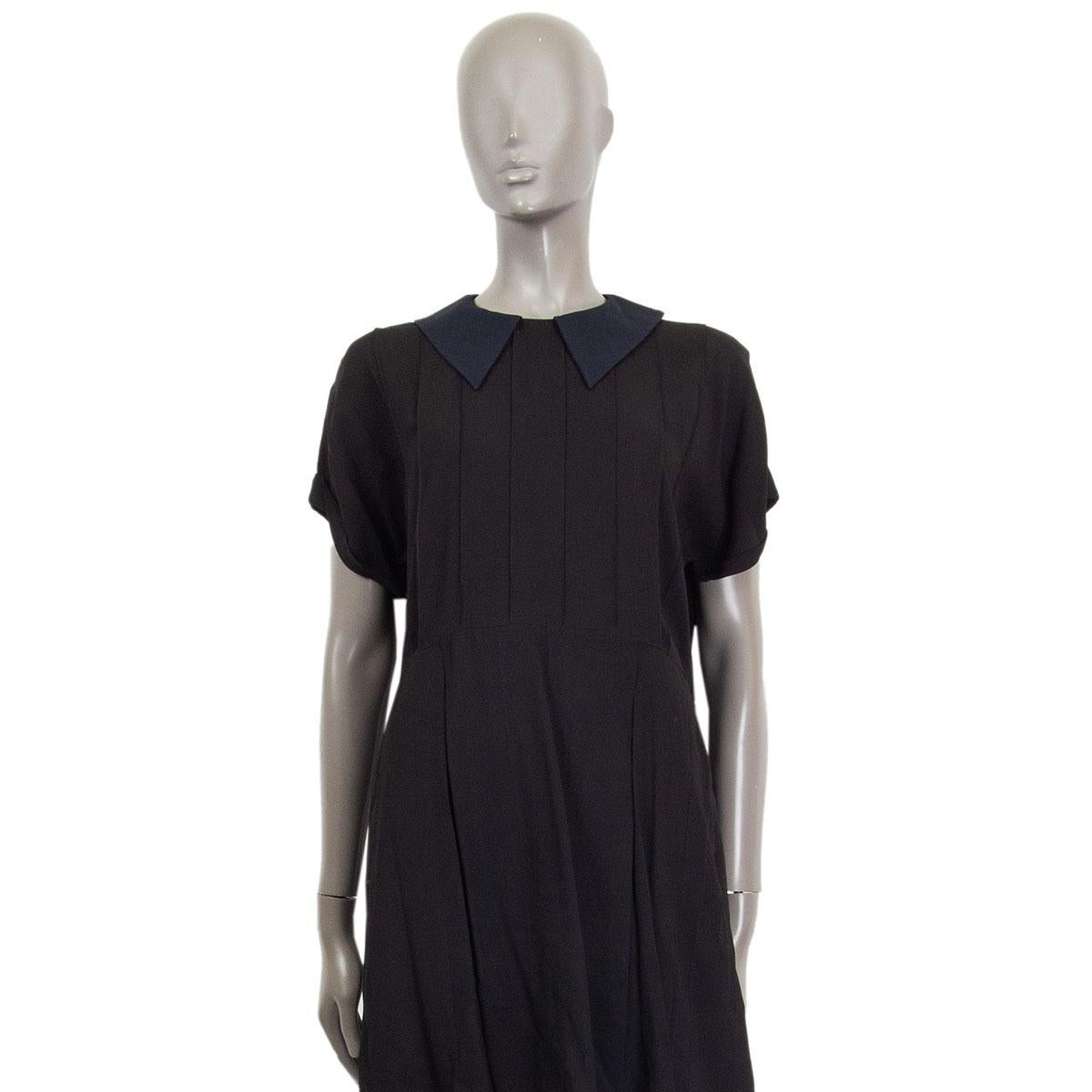 MIU MIU black Pleated Short Sleeve Shirt Dress S