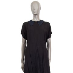 MIU schwarzes plissiertes Hemdkleid mit kurzen Ärmeln S