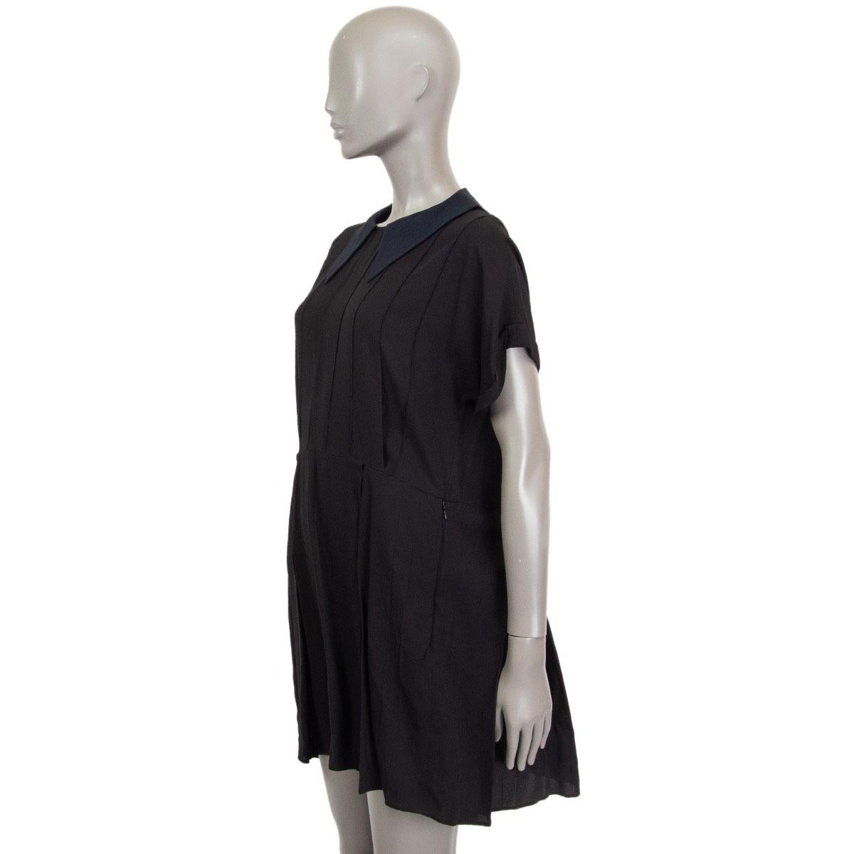 Noir MIU MIU MIU - Robe chemise noire plissée à manches courtes S en vente