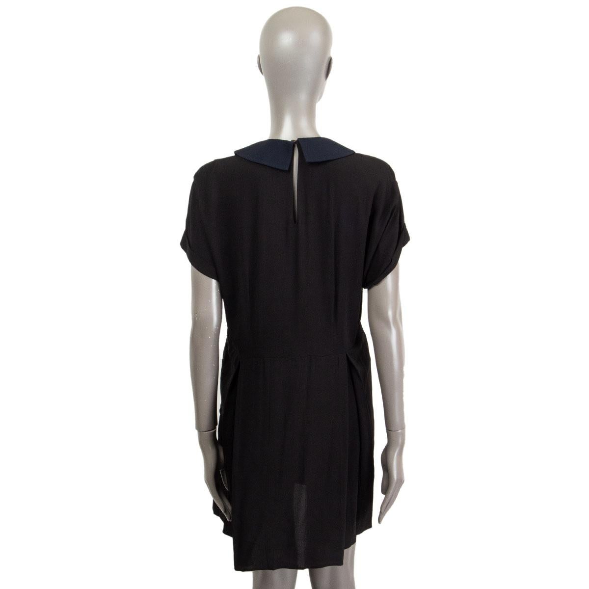 MIU MIU MIU - Robe chemise noire plissée à manches courtes S Excellent état - En vente à Zürich, CH