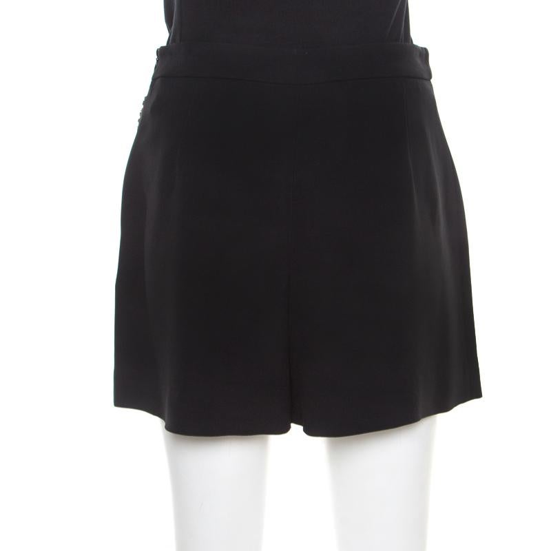 Miu Miu Black Pocket Flap Embellished High Waist Shorts S In Good Condition In Dubai, Al Qouz 2