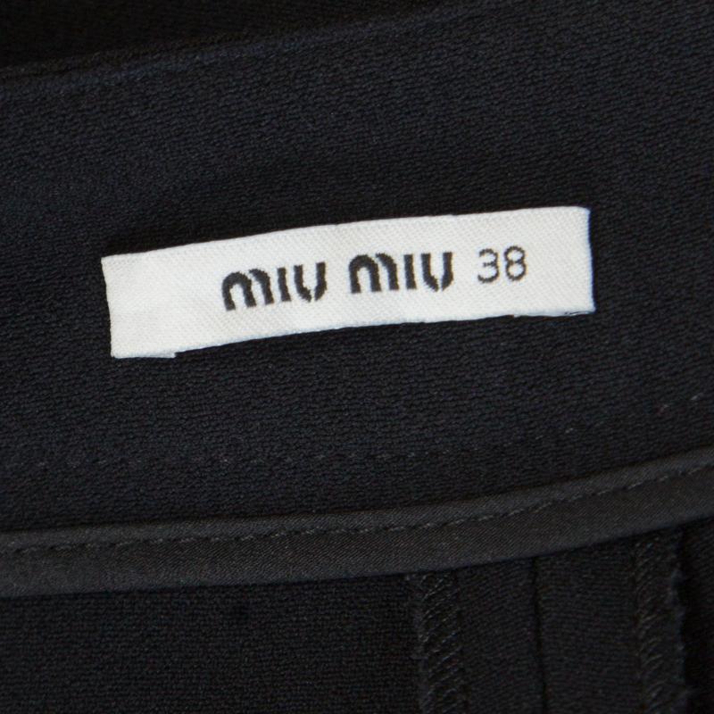 Miu Miu Black Pocket Flap Embellished High Waist Shorts S 1