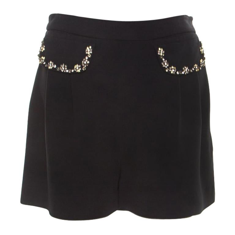Miu Miu Black Pocket Flap Embellished High Waist Shorts S