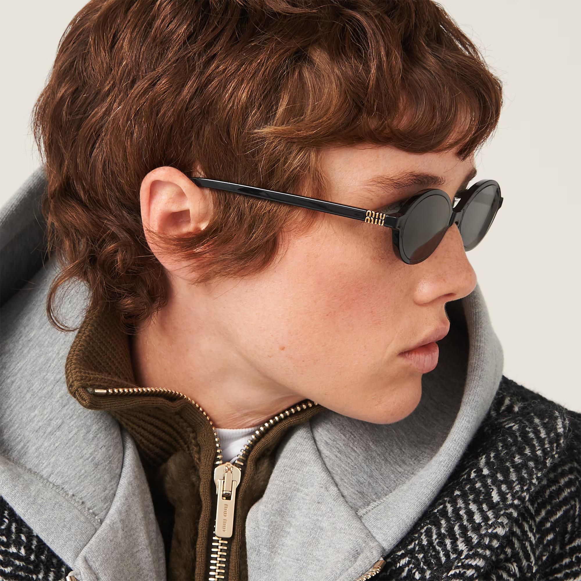 MIU MIU black REGARD OVAL Sunglasses SMU04Z-F For Sale 1