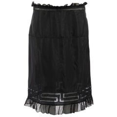 Miu Miu Black Ruffle Detail Slip Skirt Size L