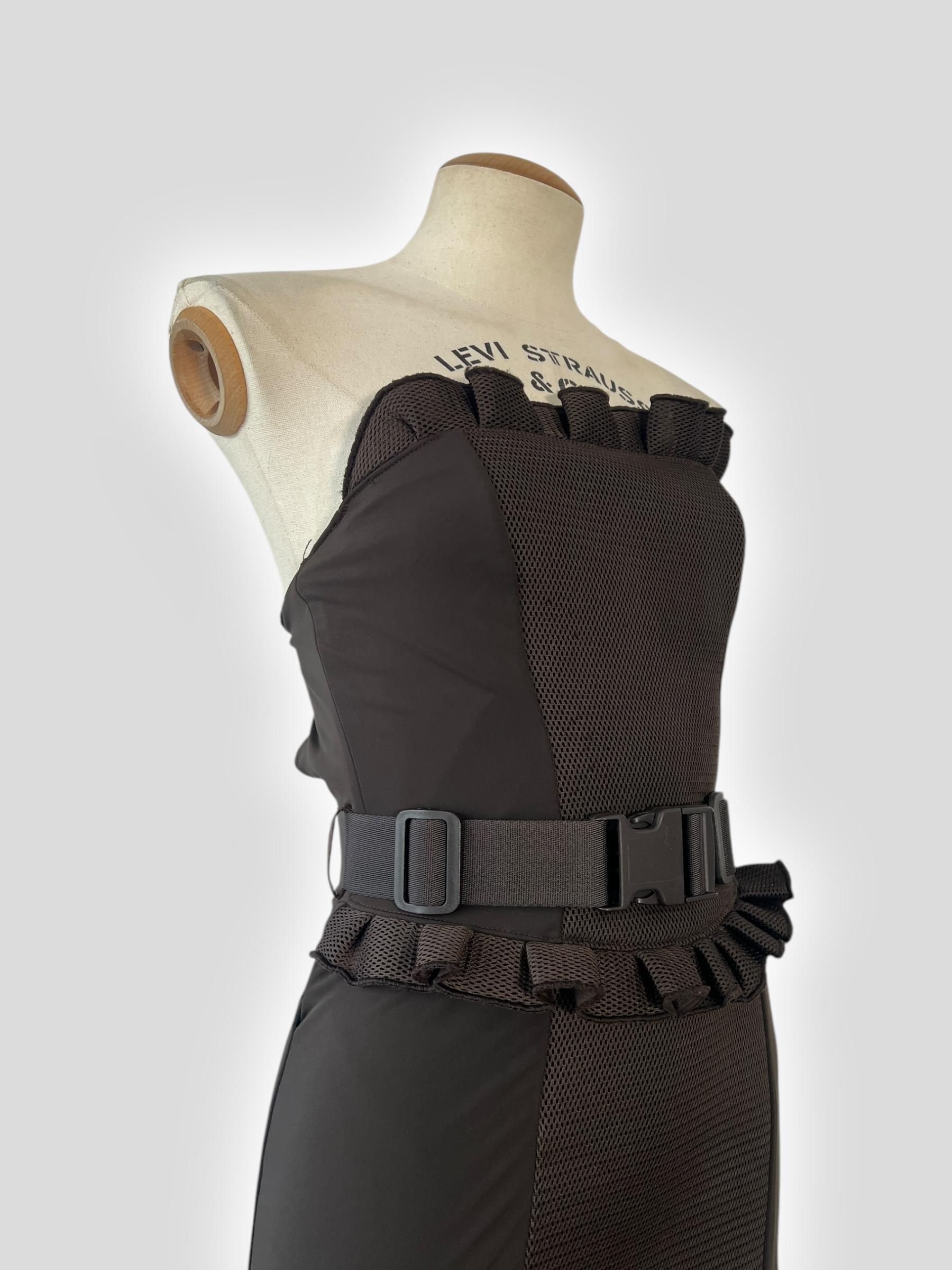 Miu Miu Black Ruffled Strapless Maxi Dress, Fall/Winter 1999 Runway For Sale 1