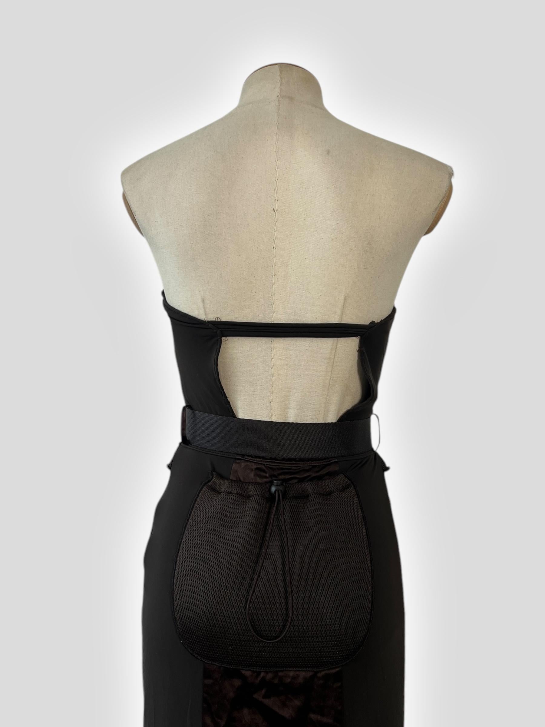 Miu Miu Black Ruffled Strapless Maxi Dress, Fall/Winter 1999 Runway For Sale 3
