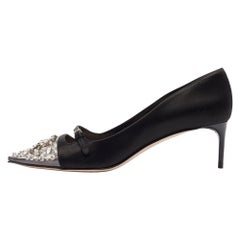 Miu Miu Black Satin and PVC Lazy Jewel Pumps Size 37.5