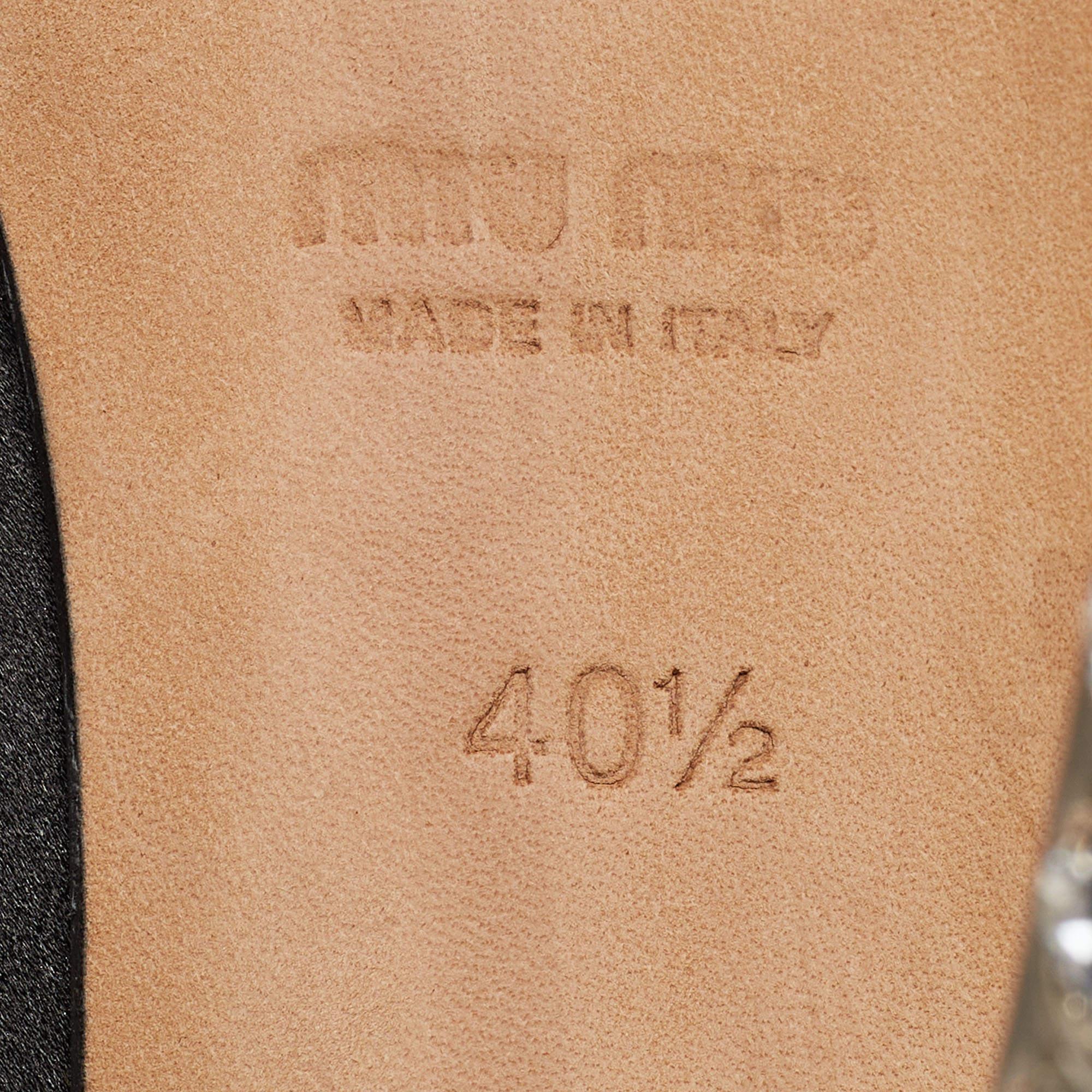 Miu Miu Black Satin Crystal Embellished Open Toe Pumps Size 40.5 4