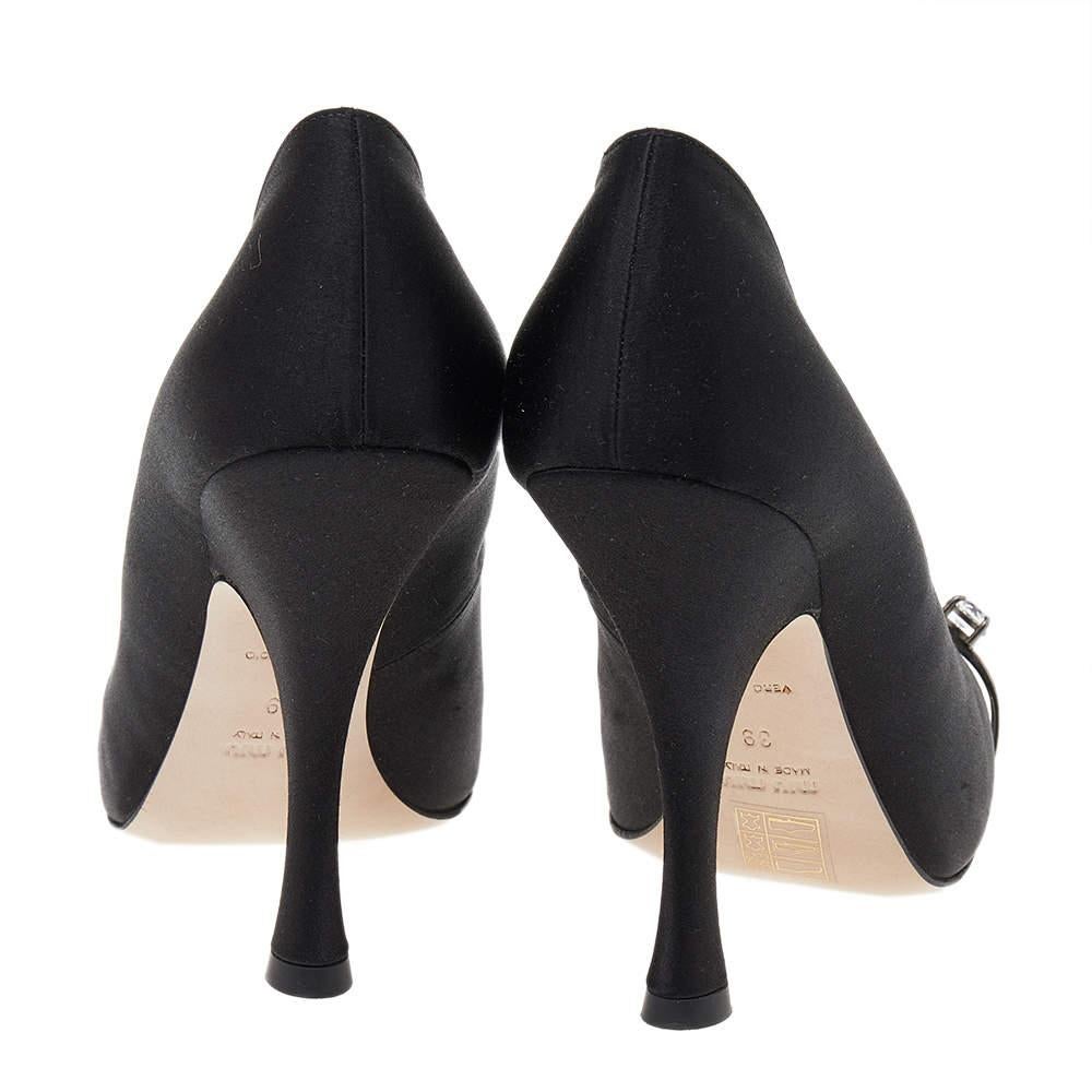 Miu Miu Black Satin Crystal Embellished Pointed Toe Pumps Size 39 1