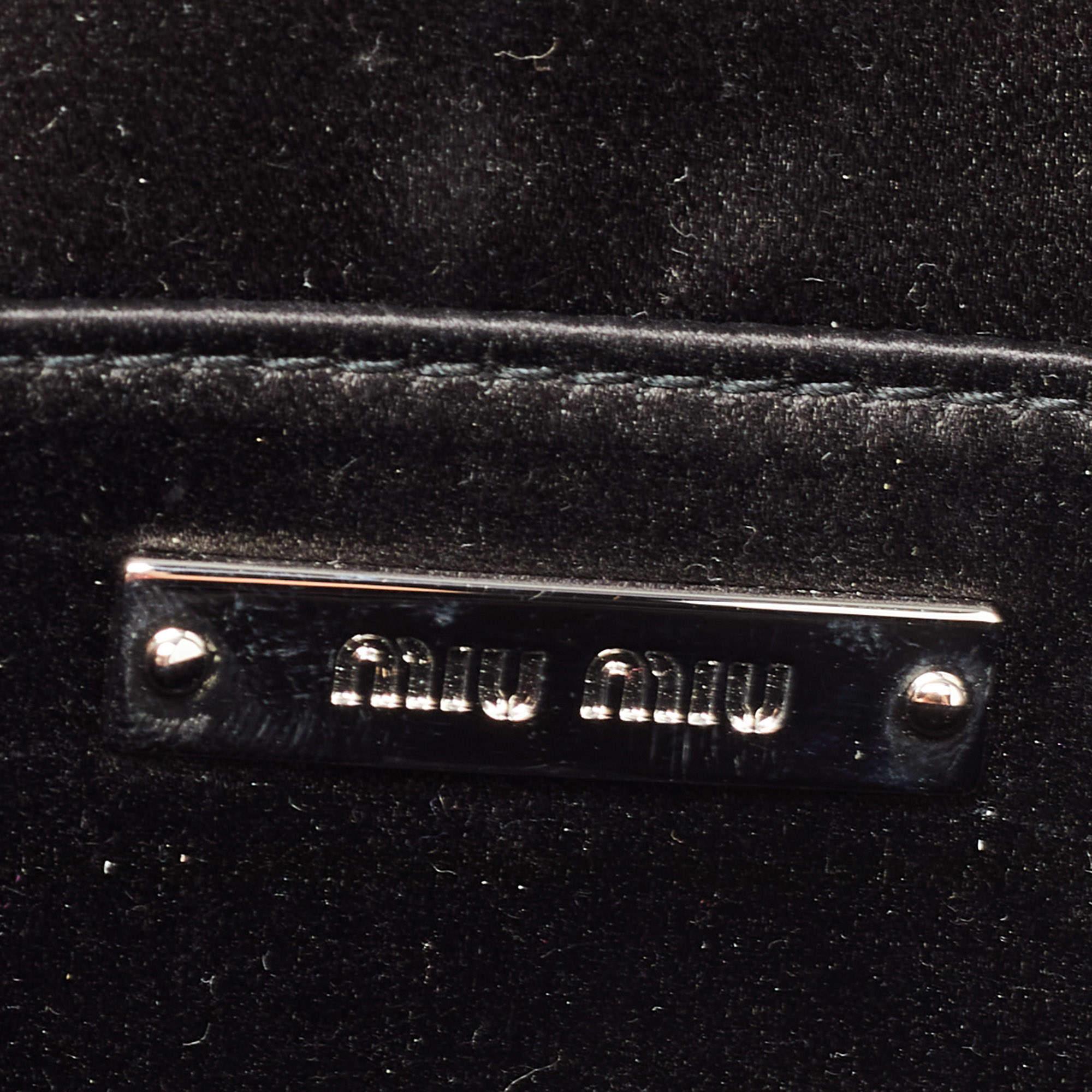 Miu Miu Black Satin Crystals Embellished Flap Clutch Bag 5