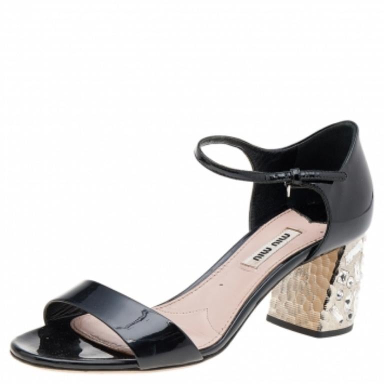 Miu Miu Black Satin Jewel Embellished Peep Toe Platform Pumps Size 39.5 In Fair Condition In Dubai, Al Qouz 2