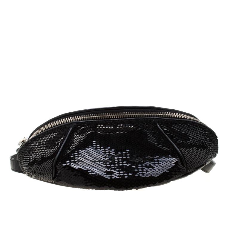 Miu Miu Black Sequins Leather Belt-Bag 1