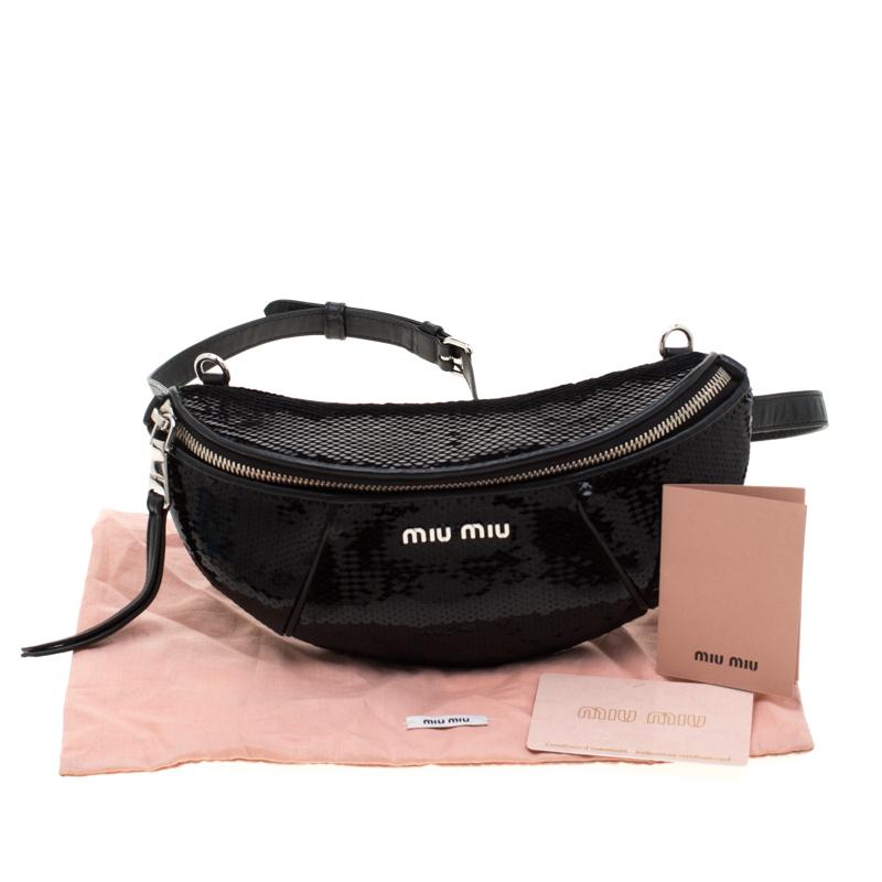 Miu Miu Black Sequins Leather Belt-Bag 2