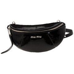 Miu Miu Black Sequins Leather Belt-Bag For Sale at 1stDibs | miu miu belt  bag, miu miu fanny pack