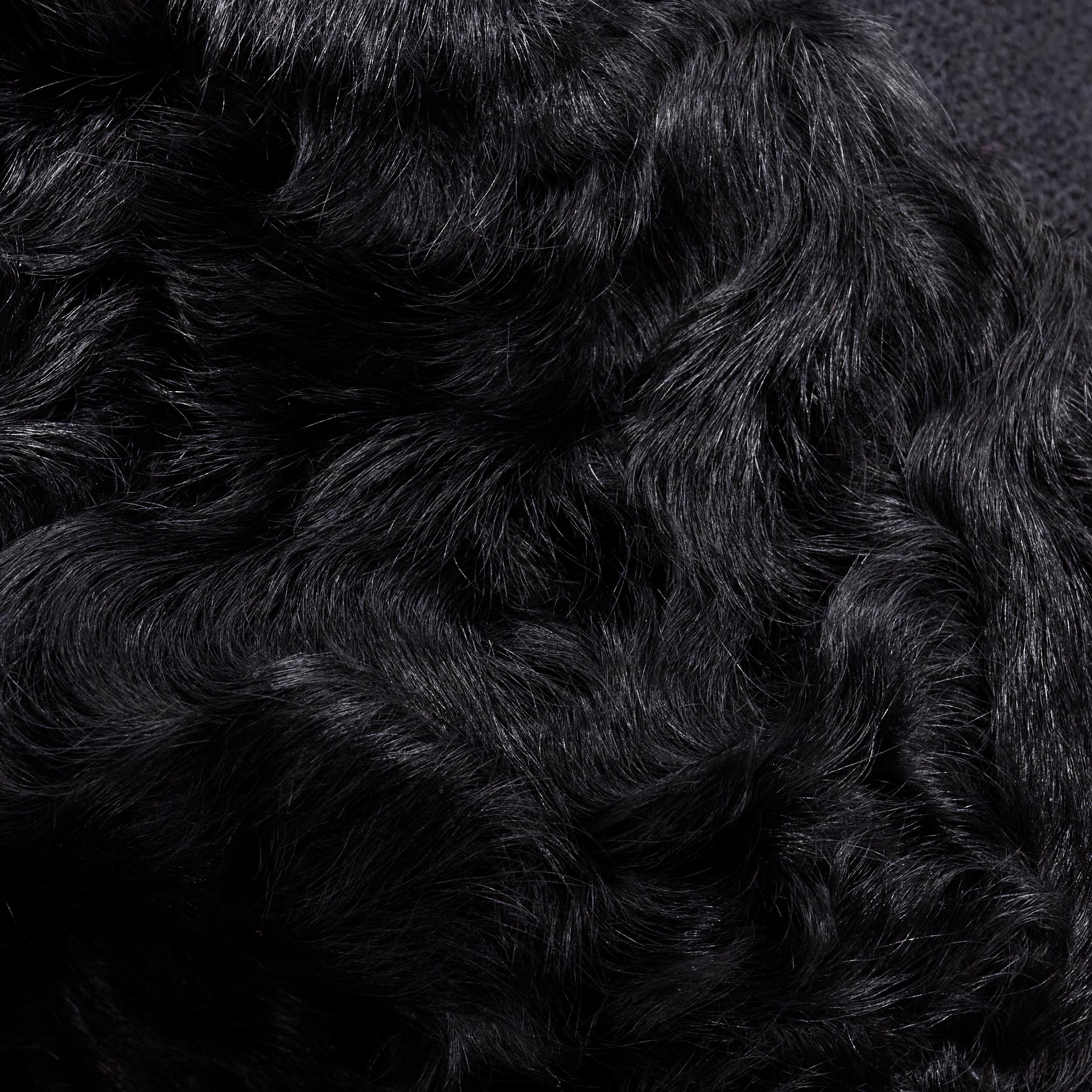 MIU MIU black shearling attached fur shawl long wool coat IT38 XS 5