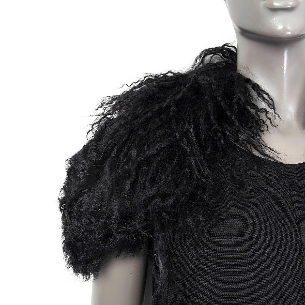MIU MIU black SHEARLING FUR STOLE Shawl Scarf In Excellent Condition For Sale In Zürich, CH