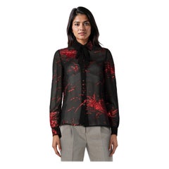 Miu Miu Black Sheer Tinsel Detail Blouse Size XS