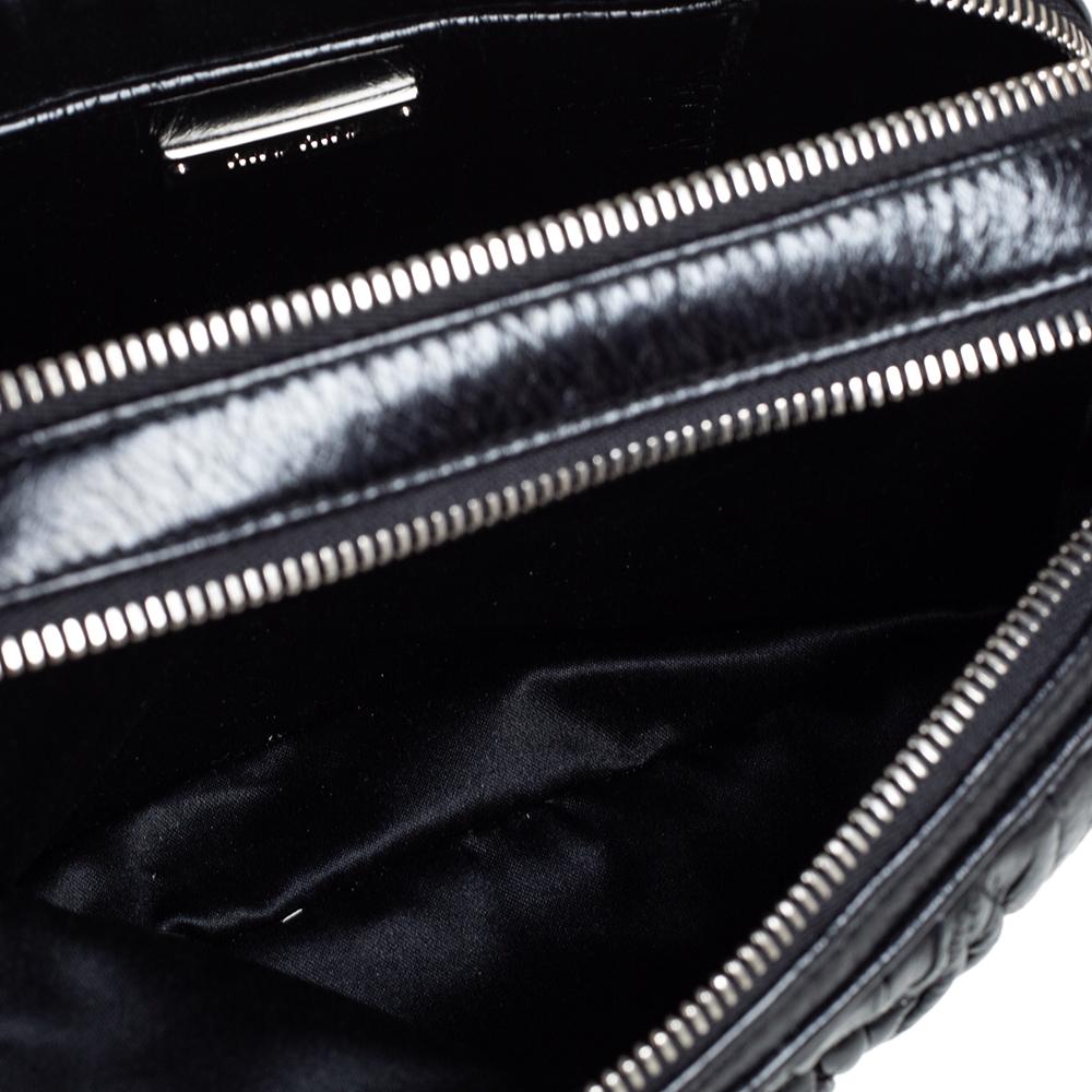 Miu Miu Black Shine Matelasse Leather Double Zip Crossbody Bag 5