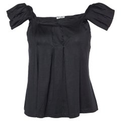 Miu Schwarzes plissiertes Top aus Seide S
