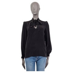 MIU MIU black silk PUSSY BOW Blouse Shirt 42 M