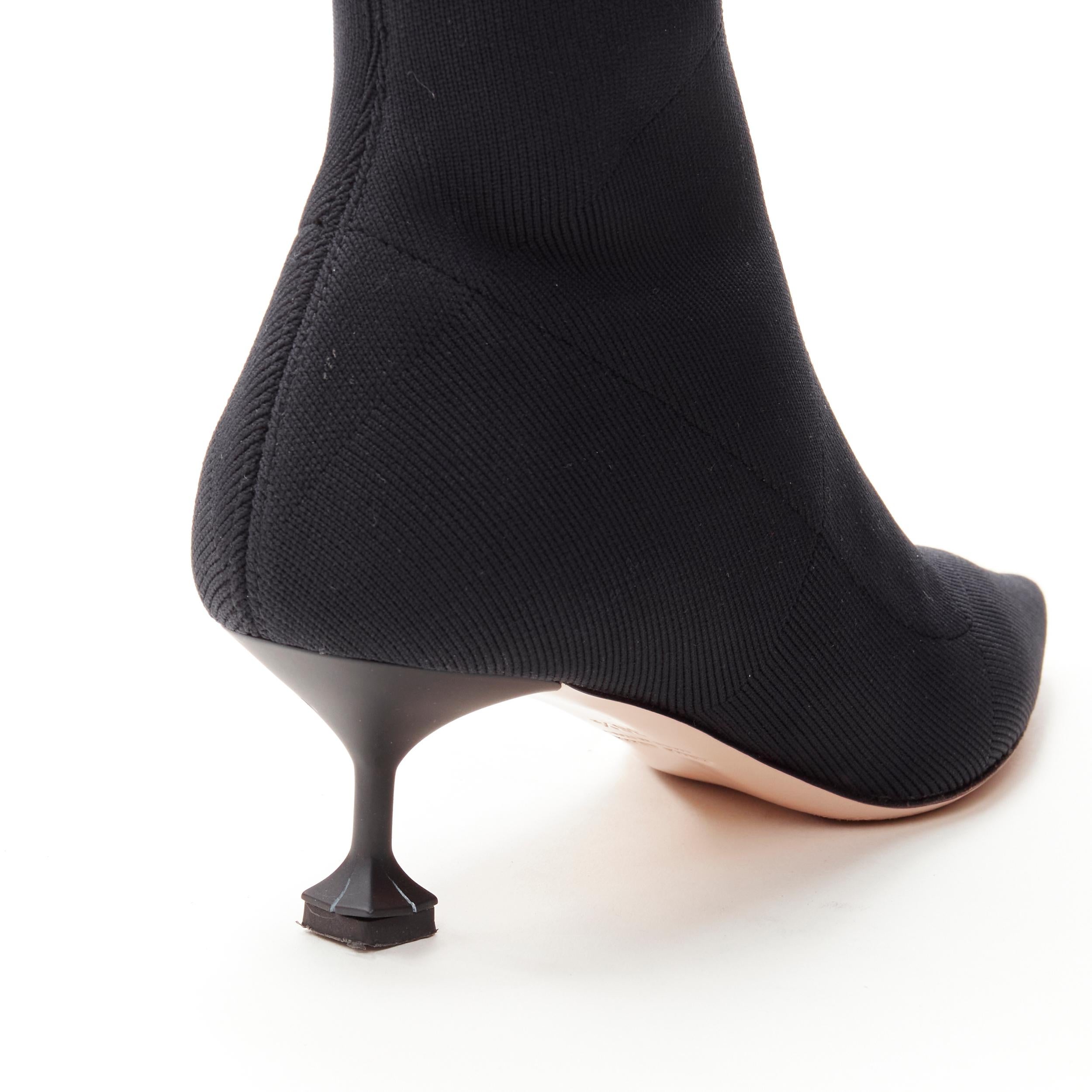 MIU MIU black silver logo sock knit point toe kitten heel bootie EU36.5 3