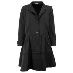 Miu Miu Black Single Breasted Trench Coat Size L