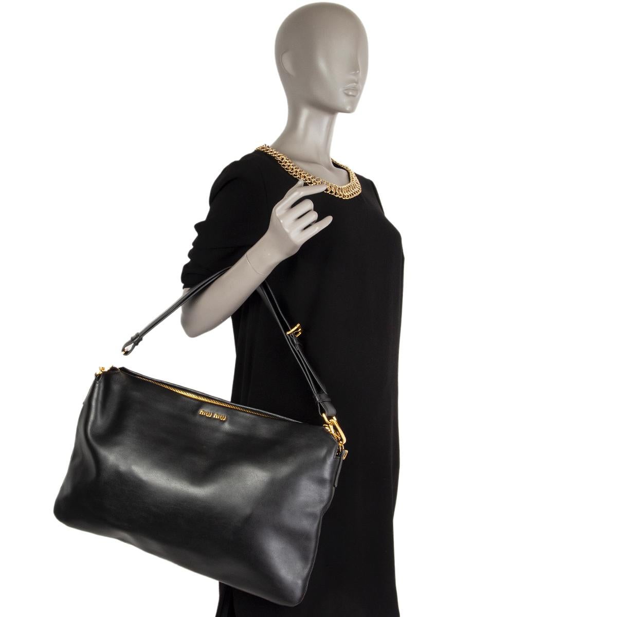 Black MIU MIU black Soft Calf leather CLOUD HOBO Shoulder Bag
