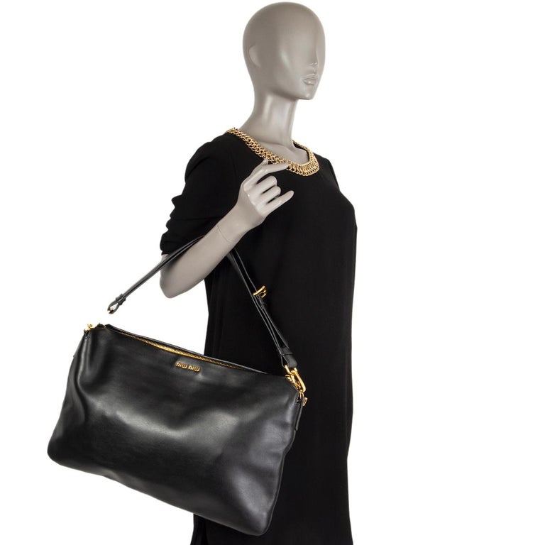 MIU MIU black Soft Calf leather CLOUD HOBO Shoulder Bag at 1stDibs