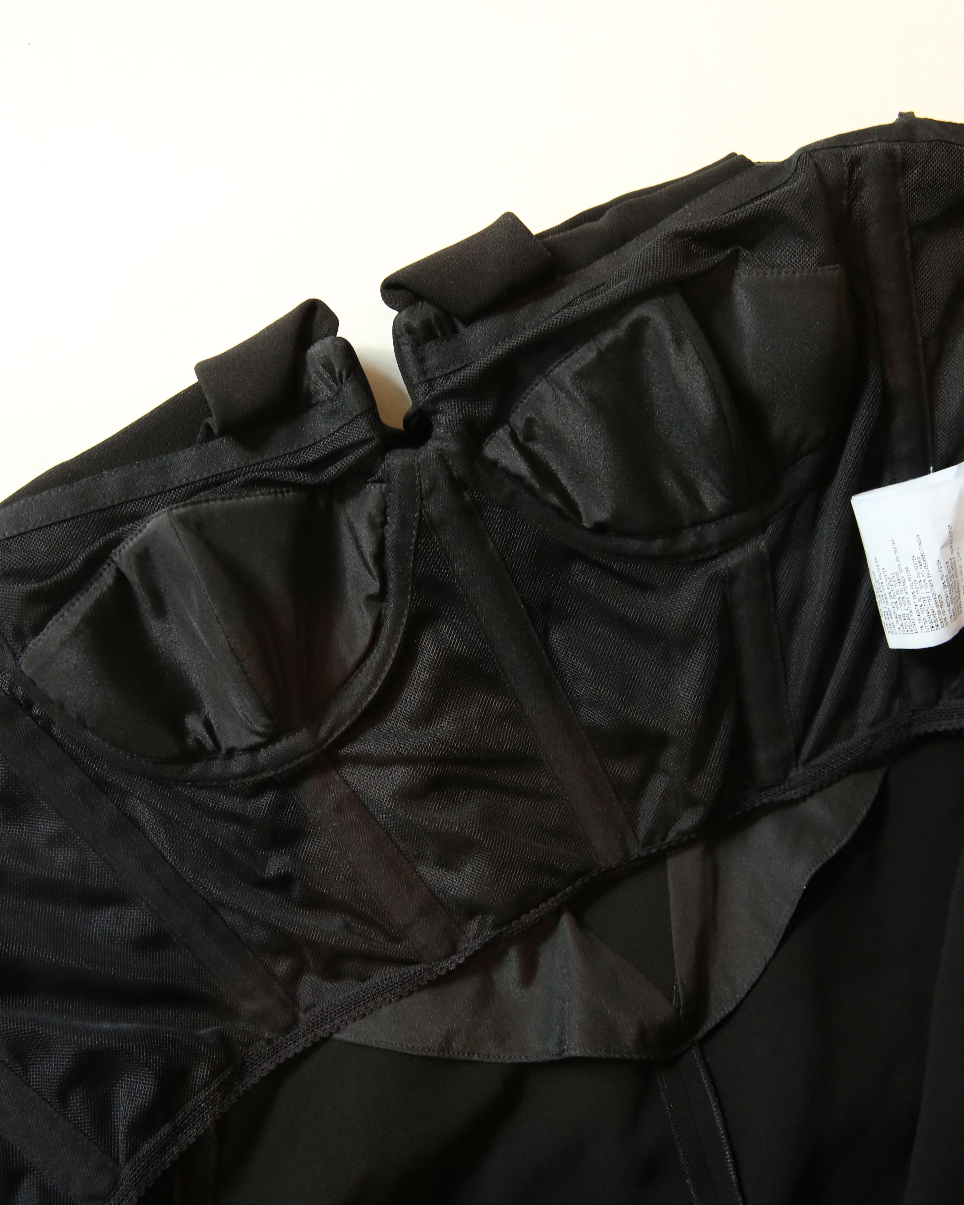Miu Miu black strapless padded bust corset mini body con bustier dress  IT 38 For Sale 2