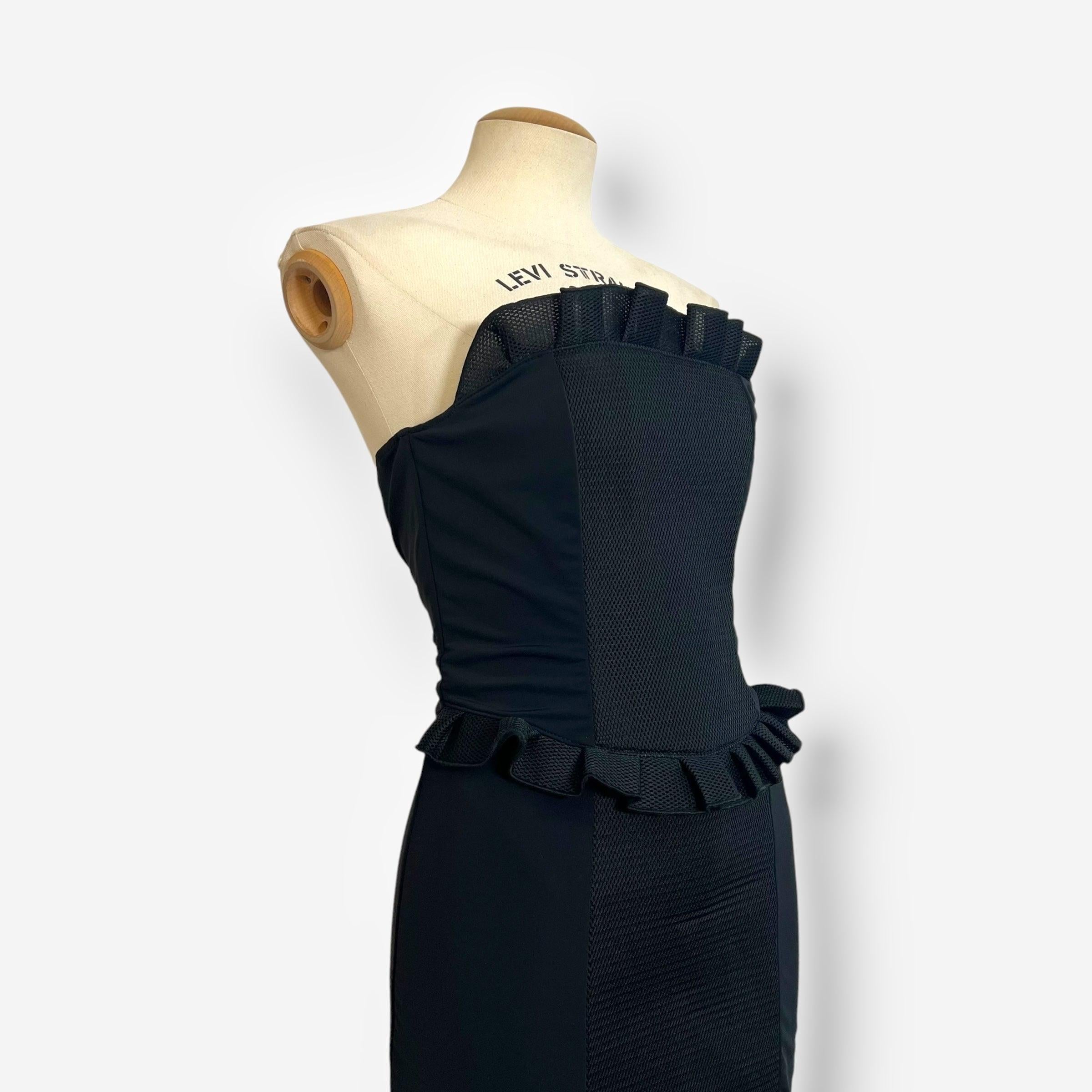 Women's Miu Miu, Black Strapless Ruffle Maxi Dress, Fall/Winter 1999 – Look 42 For Sale