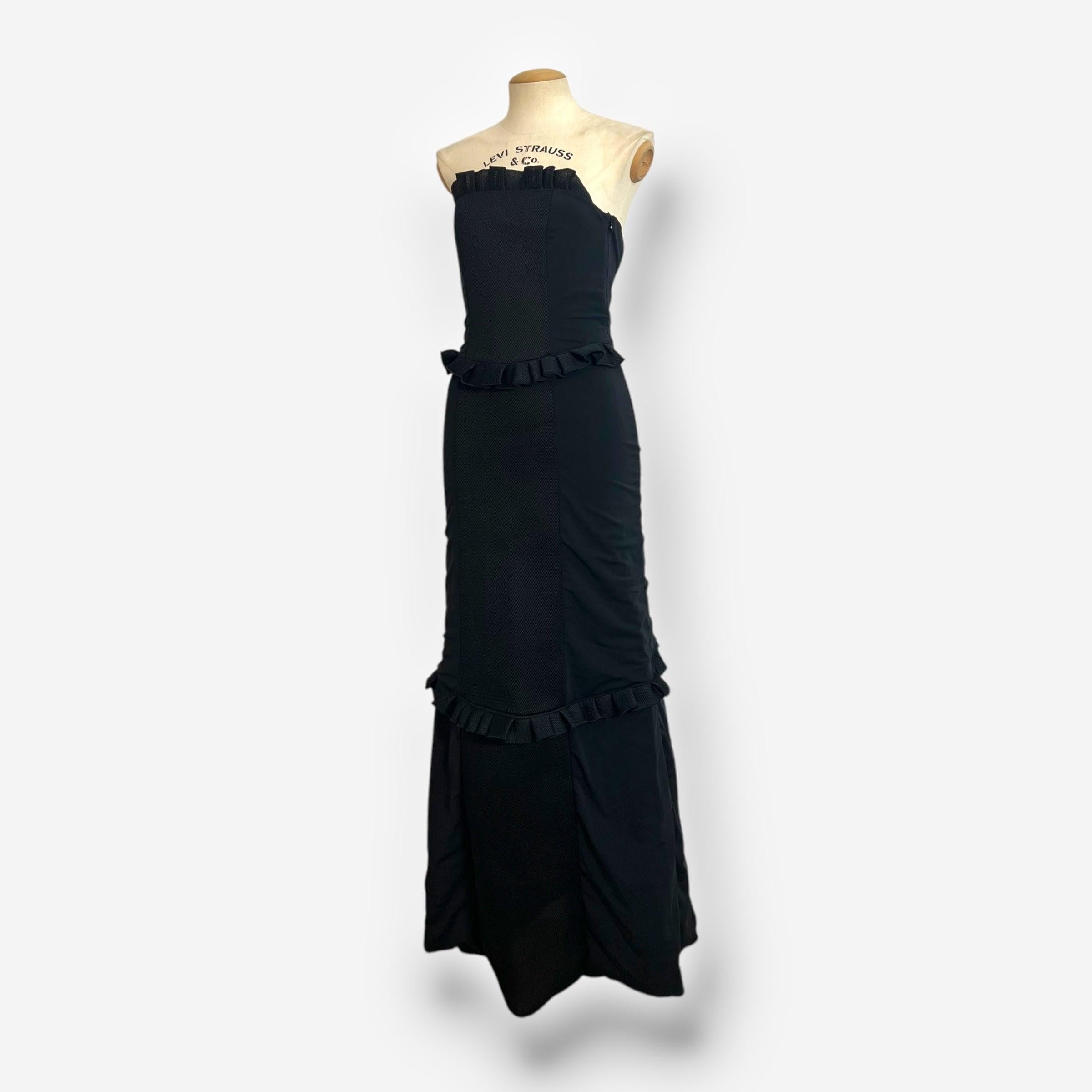 Miu Miu, Black Strapless Ruffle Maxi Dress, Fall/Winter 1999 – Look 42 For Sale 1