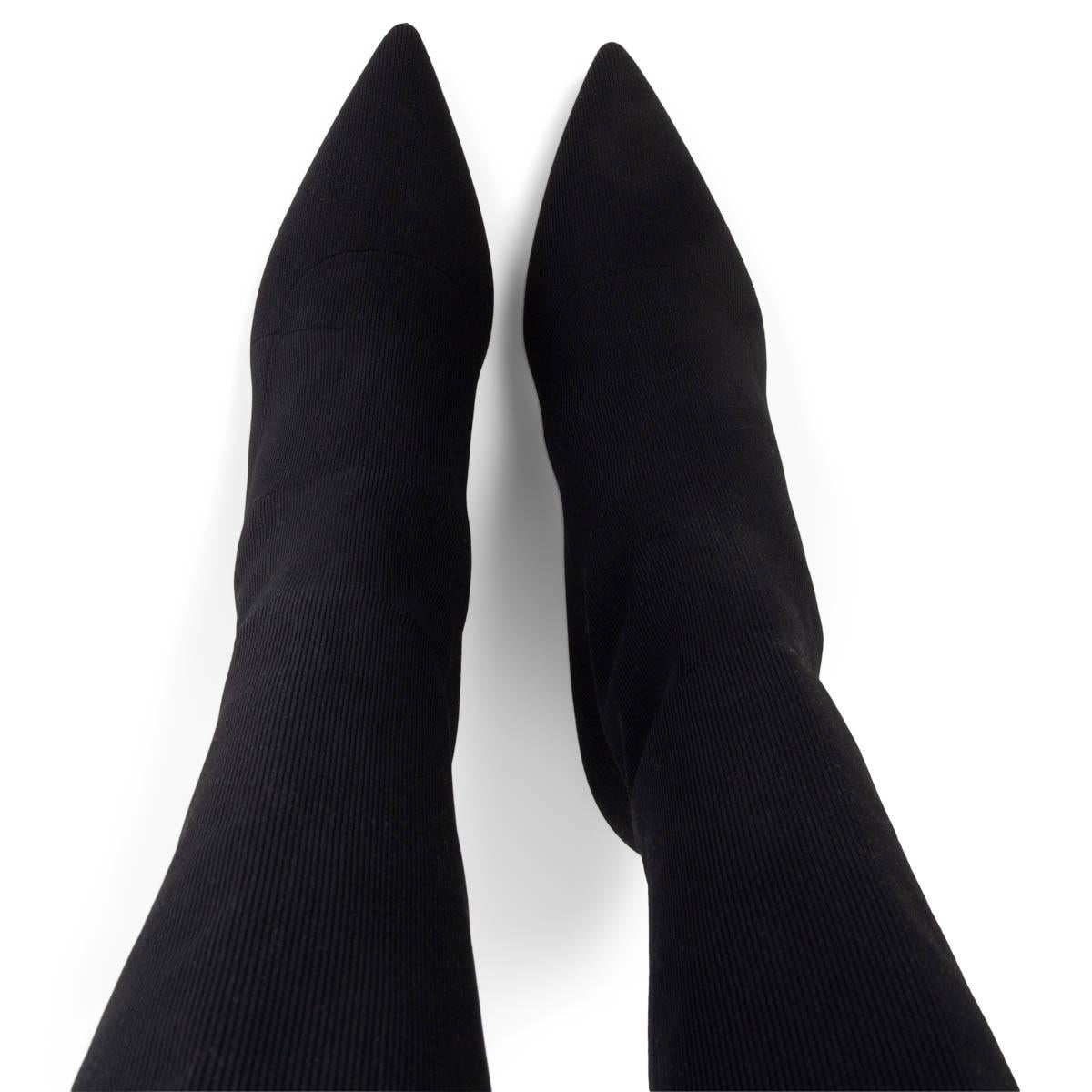 Black MIU MIU black stretch fabric POINTED TOE SOCK Boots Shoes 38.5