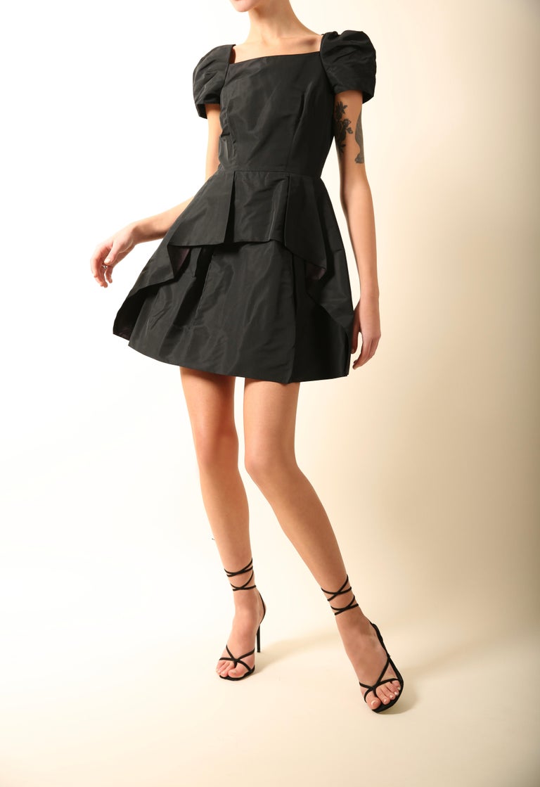 【新品未使用】Bibiy.DOROTHY PUFF DRESS（BLACK） The Chloe Dress in Black Silk Dupioni | Over The Moon