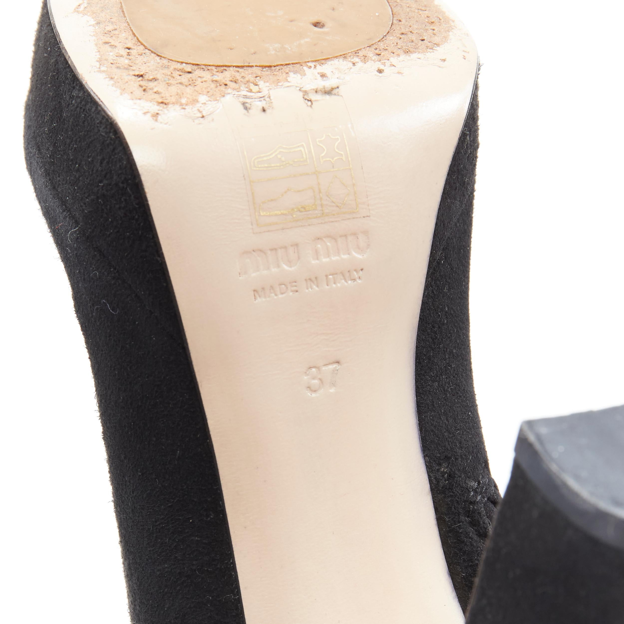 MIU MIU black suede almond toe platform over the knee OTK boots EU37 US7 3