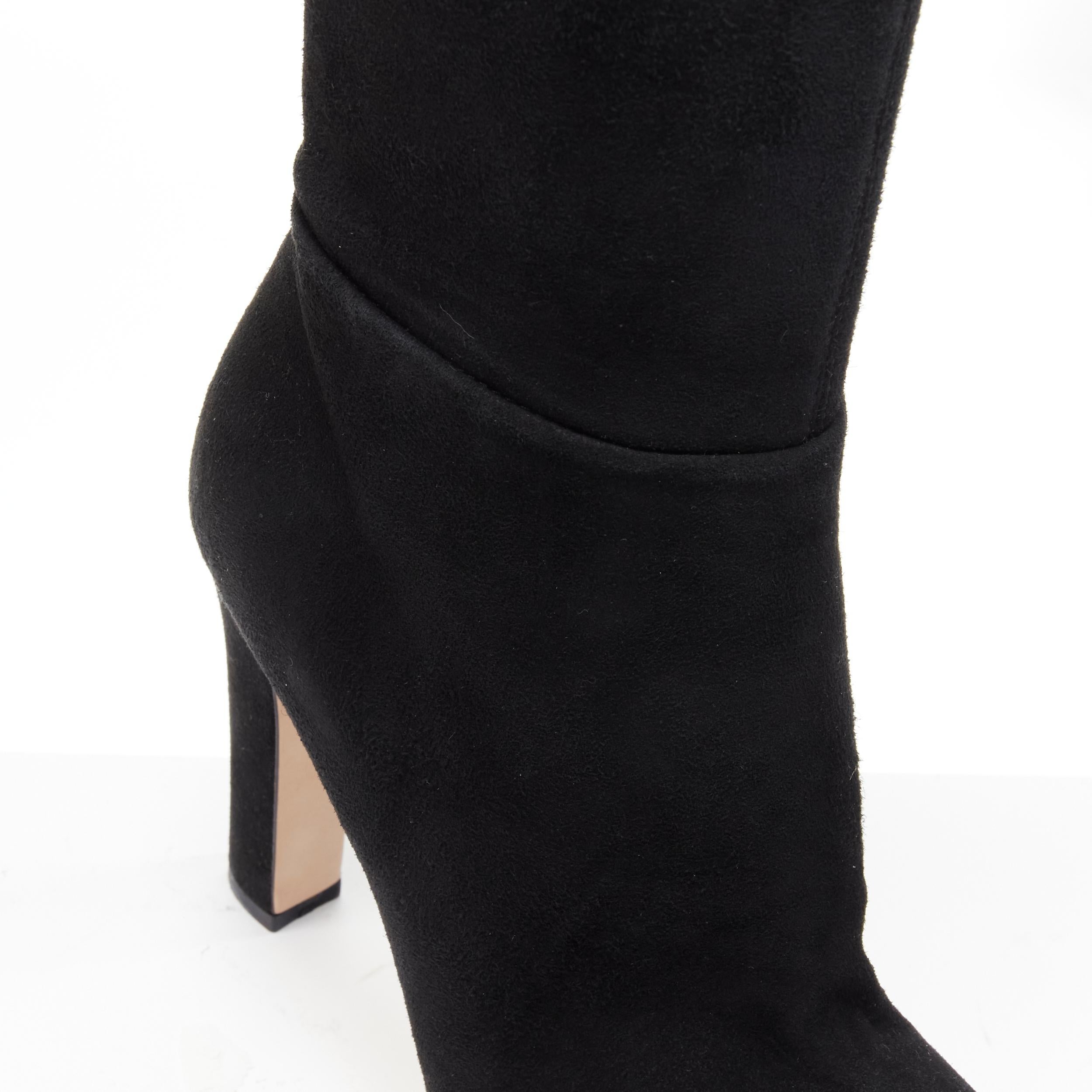 Women's MIU MIU black suede almond toe platform over the knee OTK boots EU37 US7