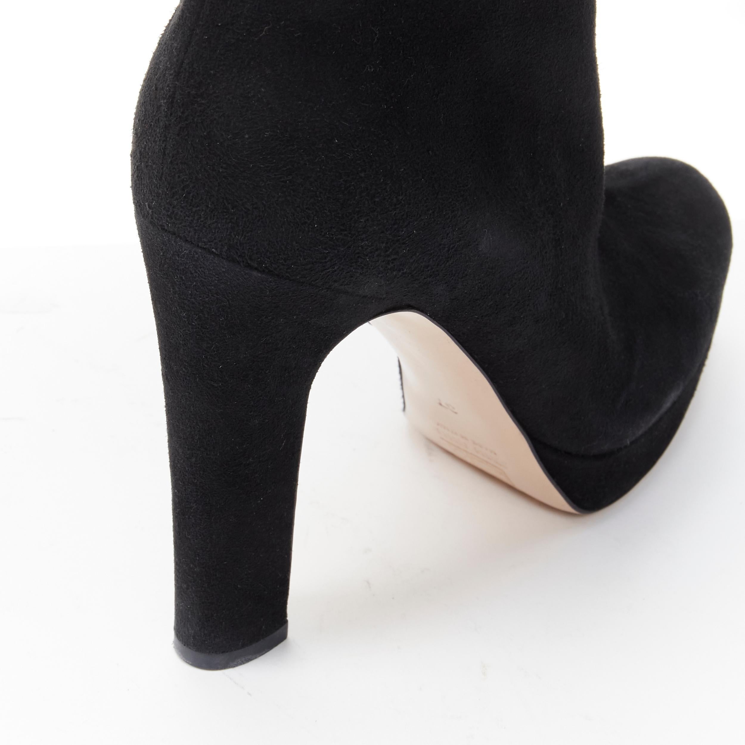 MIU MIU black suede almond toe platform over the knee OTK boots EU37 US7 2