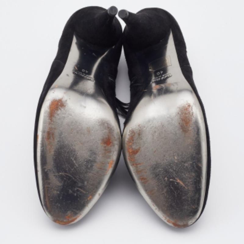 Miu Miu Black Suede and Stretch Fabric Cut-Out Booties Size 40 For Sale 3