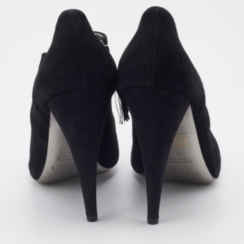 Miu Miu Black Suede and Stretch Fabric Cut-Out Booties Size 40 For Sale 4