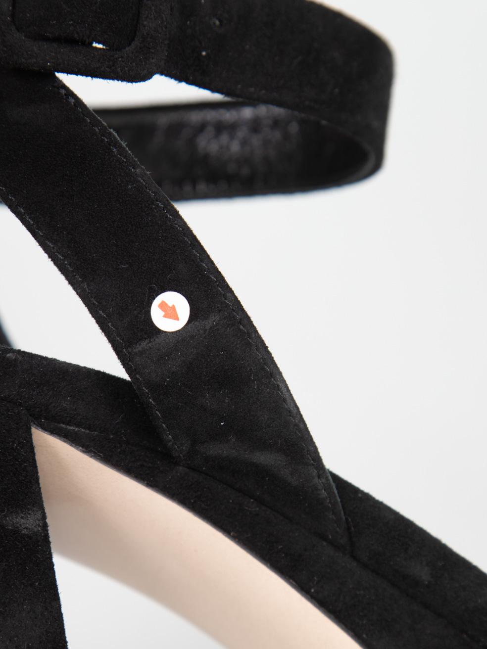 Miu Miu Black Suede Bow Platform Sandals Size IT 40.5 en vente 3